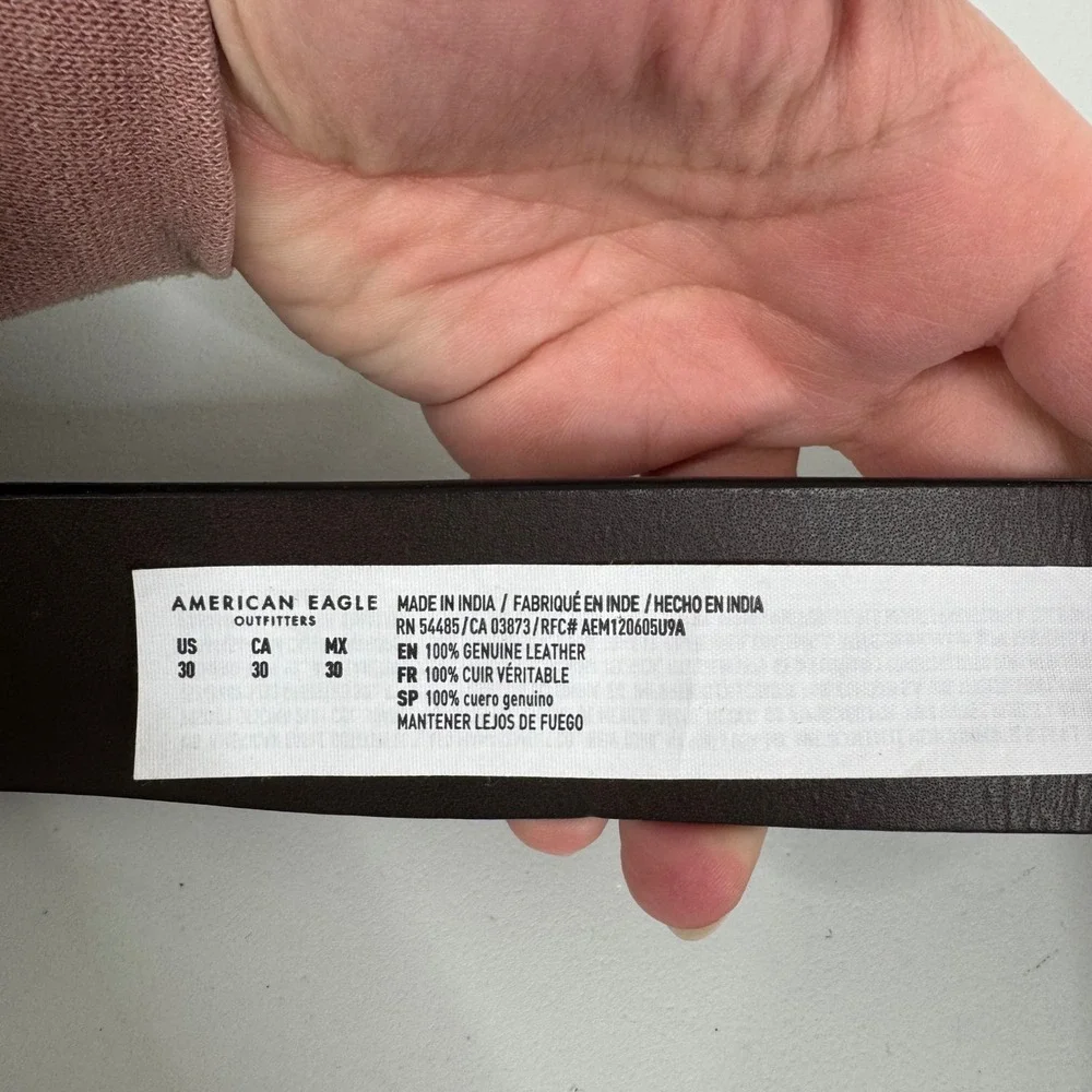 American Eagle NWT Black Leather‎ Belt Size 30